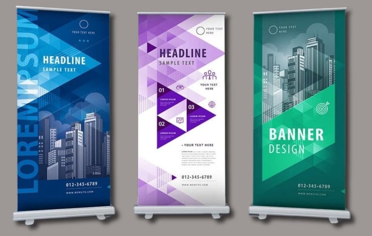 3 pull up banner with for mockups