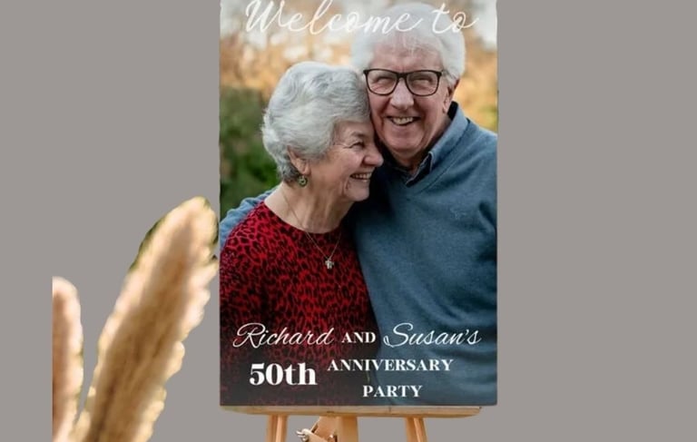 Richard and susan 50th anniversary sign