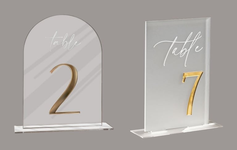 Clear table numbers with number 2 and 7
