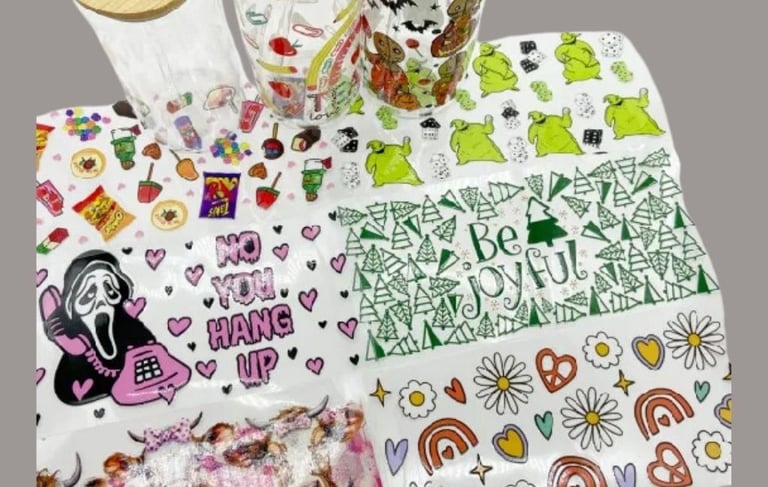 UV dtf transfer stickers with various designs