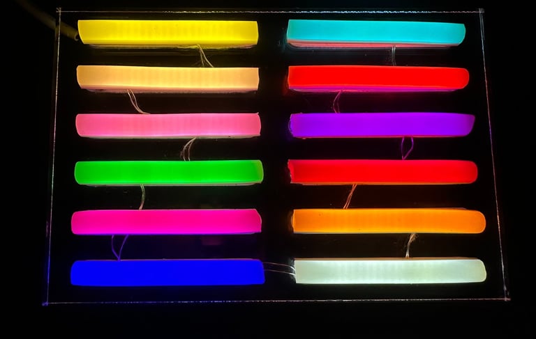 neoglow led neon spalvų paletė