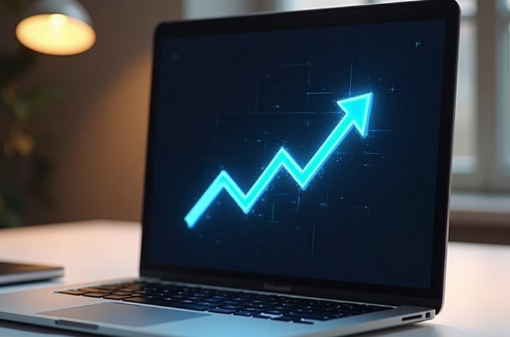ordenador de página web que muestra beneficios económicos