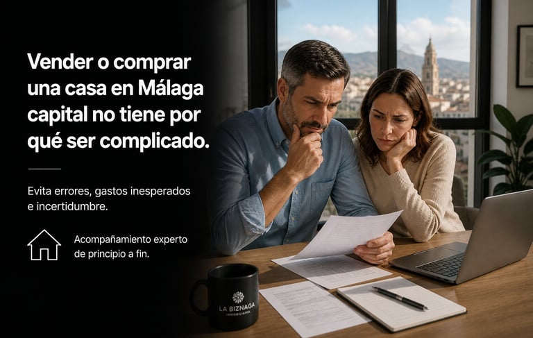 pareja con dudas al vender o comprar casa en Málaga capital