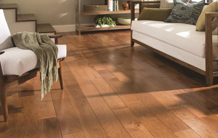 This warm hardwood floor, showcases our expertise in delivering durable, elegant floors.