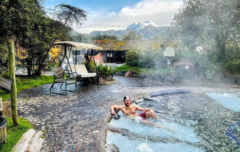relaxing in Papallacta Hot Springs