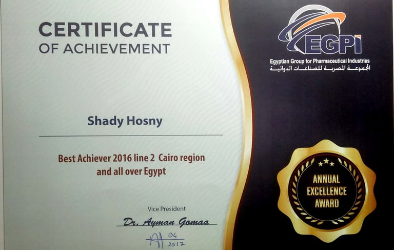 " Shady Hosny " the best achiever all over Egypt 