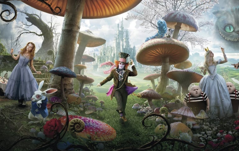 Alice no País das Maravilhas Experiência temática com doces e salgados inspirados em Alice no País
