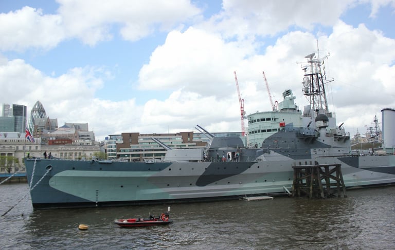 HMS Belfast Londres Navio de guerra da Segunda Guerra transformado em museu. Idade ideal: Todas as