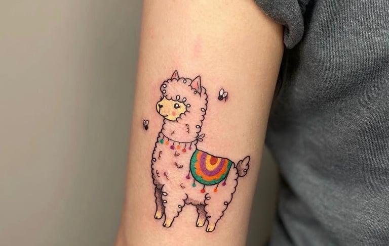 Color llama Tattoo , travelers souvenir. created in Miraflores for international client.
