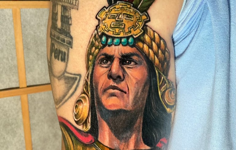 The king Inca Tattoo. created in Miraflores for international client.