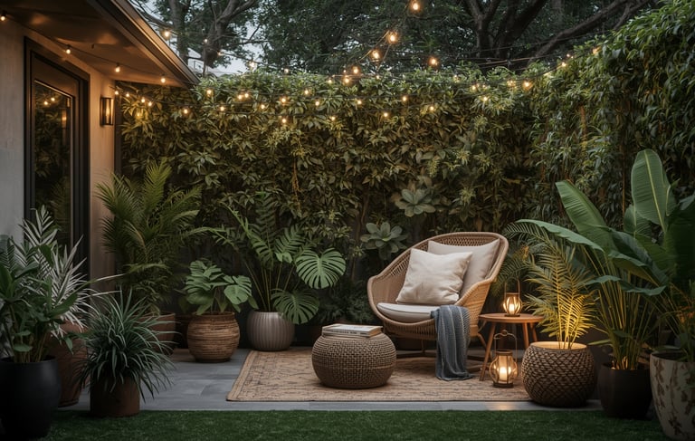 back yard seating small oasis