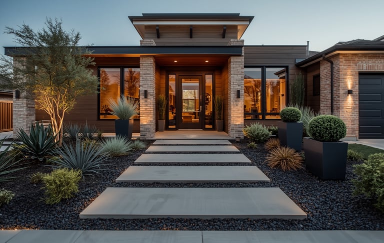 modern xeriscape front yard landscaping