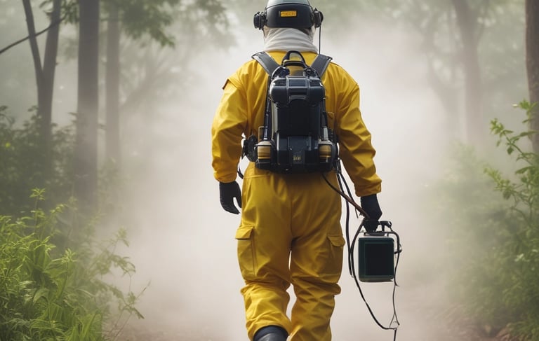 Close-up of fumigation smoke being released outdoors to combat mosquitoes and pernilongos.