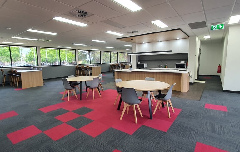 Open plan office fit out with kitchenette