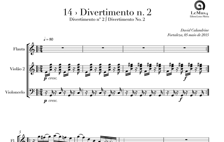 Imagem: parte completa de "Divertimento n. 2" do livro "violão em letra e música".