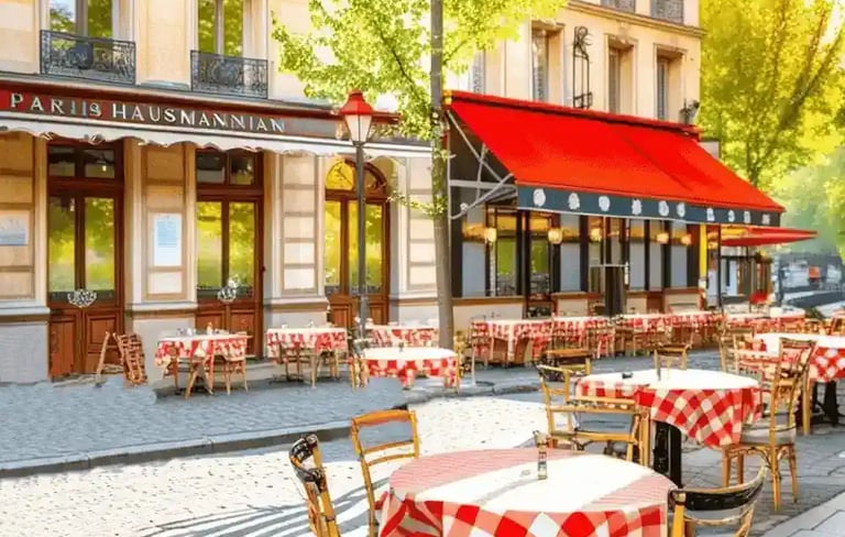 table and chairs on sidewalk outside cafe