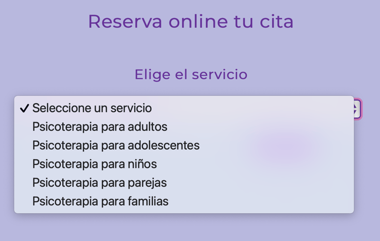 Paso 1. Selección del servicio