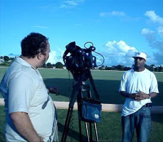 Tim Wassberg and Hasaan Pope filming in Barbados