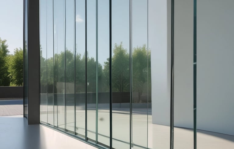 A bright room with solar control panels installed, demonstrating light filtering through.