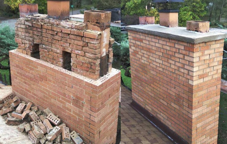 Chimney rebuild in progress