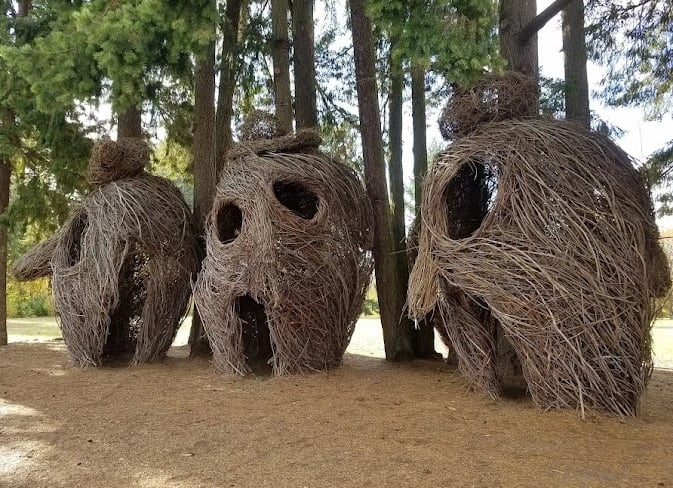 Portland, OR - Artist created screaming faces out of sticks at Orenco Park
