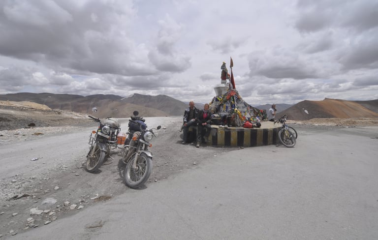 Taglang La pass along  the Leh to Manali highway over the great Himalayan range, Ladakh, India 