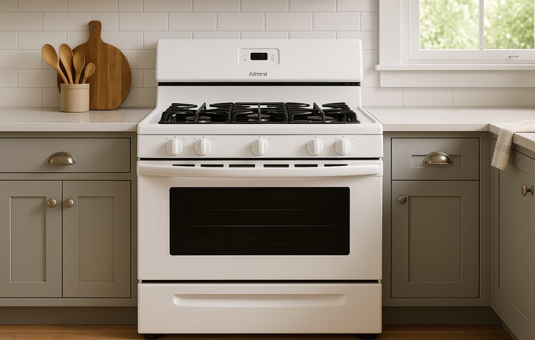 Admiral gas range installed in a modern Ottawa kitchen – appliance repair and installation service