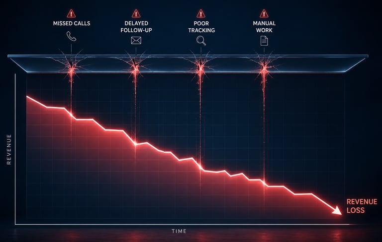graph showing business losing revenue due to various unattended opportunities