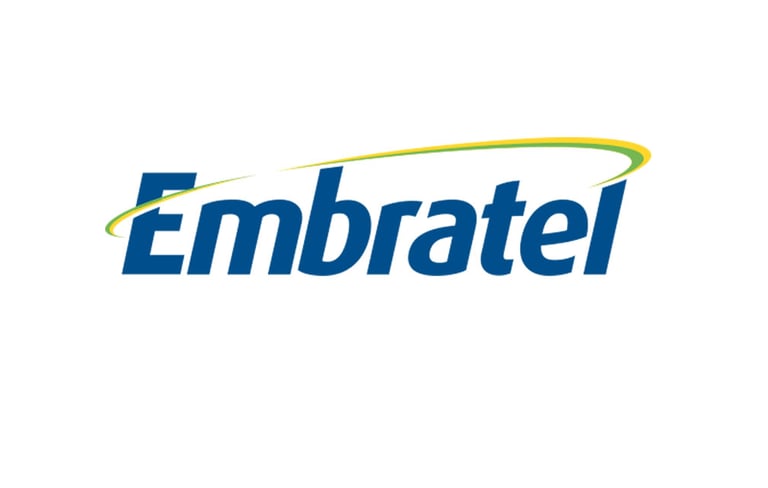 Logomarca da empresa Embratel, com predominância das cores branco, verde, amarelo e azul marinho.