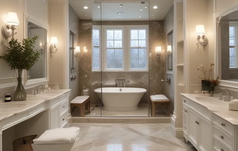 Elegant bathroom featuring a freestanding tub and natural light