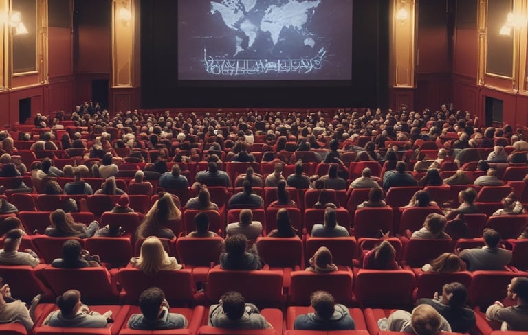 inside a cinema seeing a map of the world