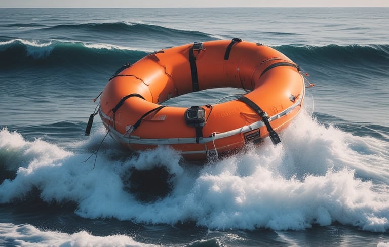 a life preserver on a wave in the water