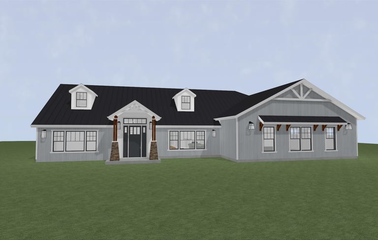 rendering of remodeled farmhouse style house
