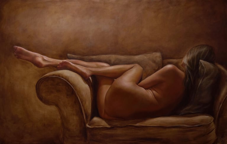 Original painting, oil on canvas, framed, 80x125cm Rebirth