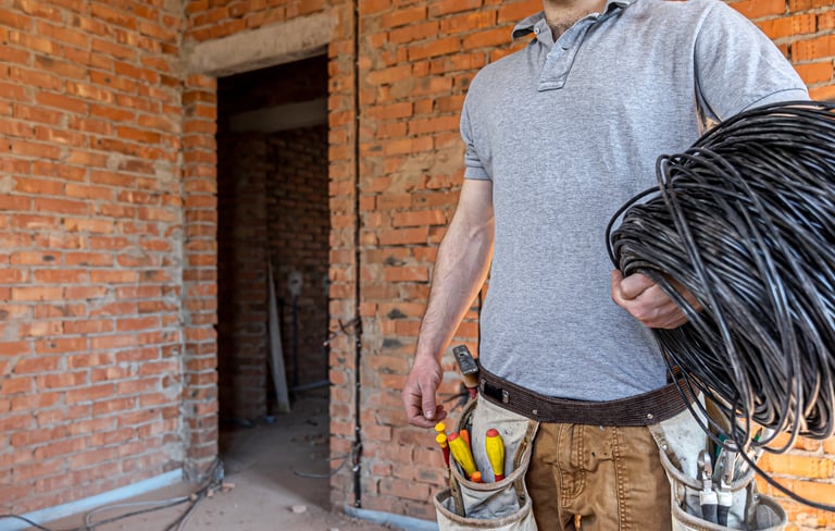 Domestic Electrician doing a house rewire in UK.