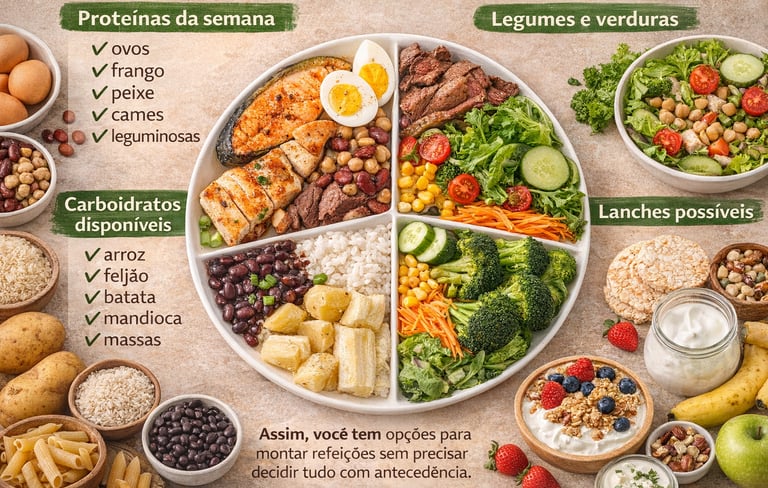 Exemplo de prato organizado por grupos de alimentos