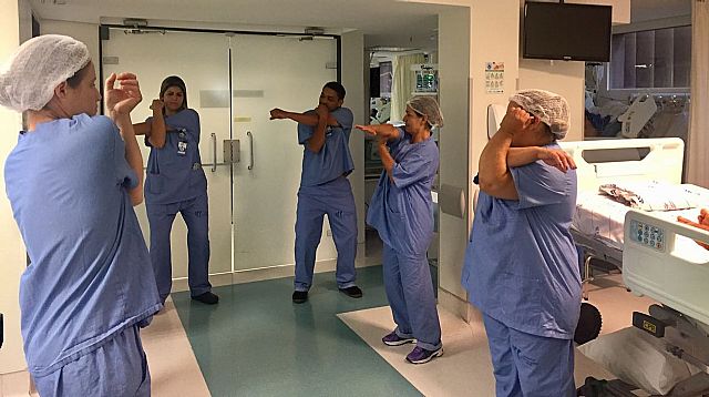 Ginástica laboral em hospital