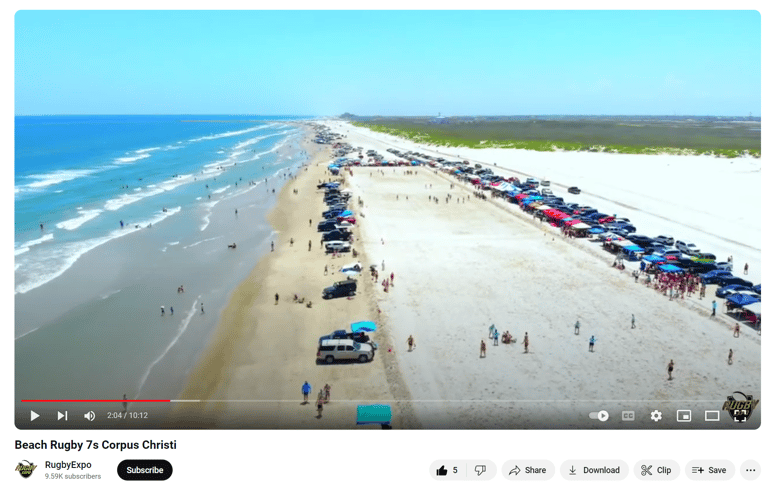 Drone shot rugby a beach scene with a beach scene of a beach