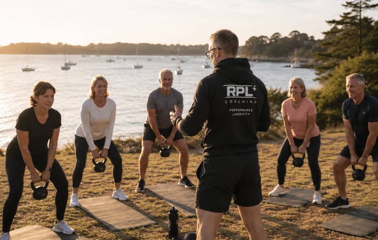 Séance outdoor RPL+ axée force, énergie et longévité dans le Golfe du Morbihan