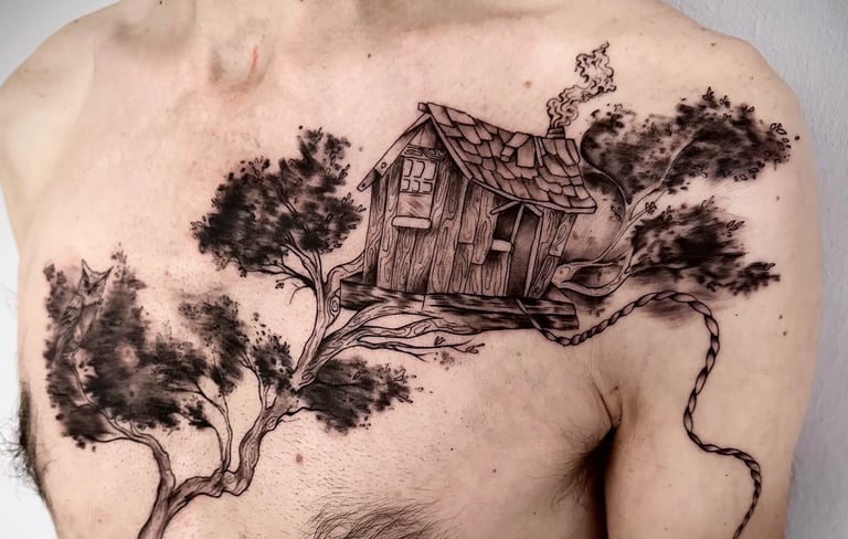 fine line illustrativo tattoo LaGringa tattoo artist