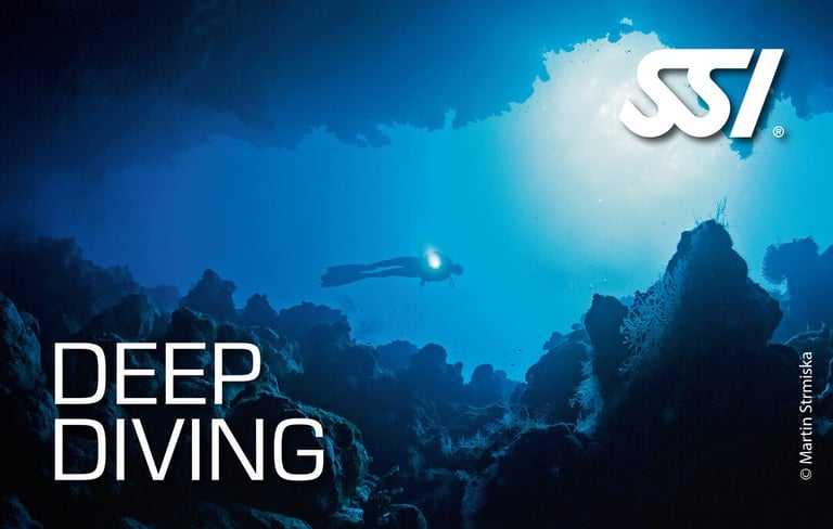 Taucher mit Lampe Taucht Tief Specialdive