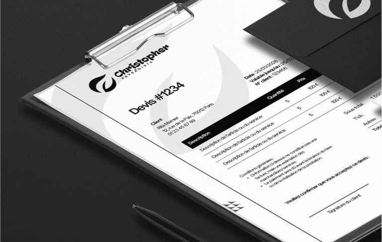 Clipboard avec une marque et un logo personnalisés pour paysagiste.