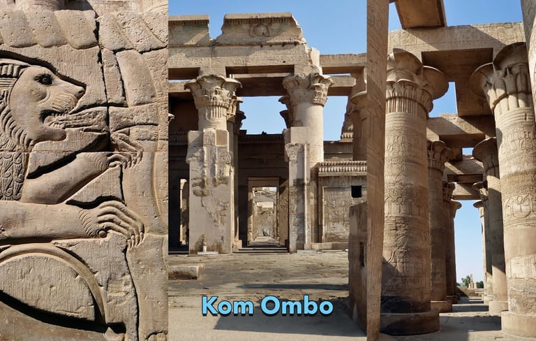 a stone statue of a lion in front of a temple