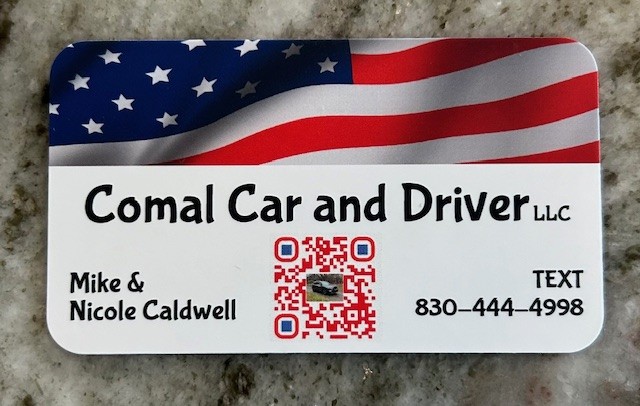 Comal Car and Driver business card