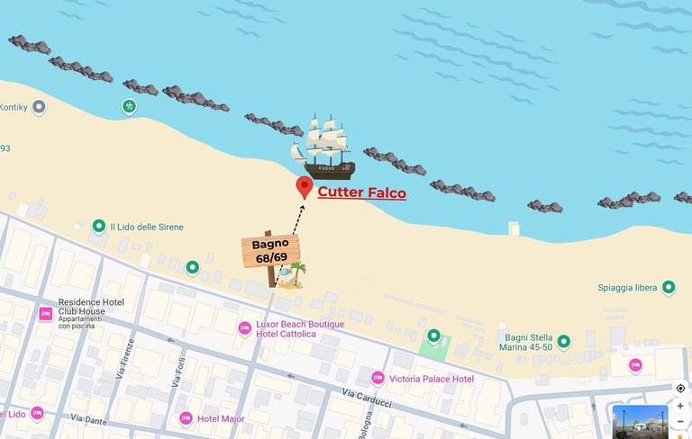 Cutter Falco mappa, bagno 68 e 69 Cattolica