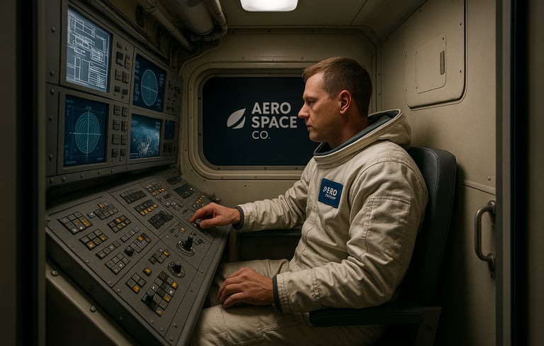 a man in a space suit sitting in a space ship