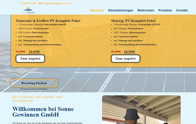Website Sonne gewinnen