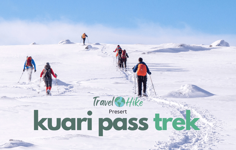 Trekkers scaling the lush trails of the Himalayas.