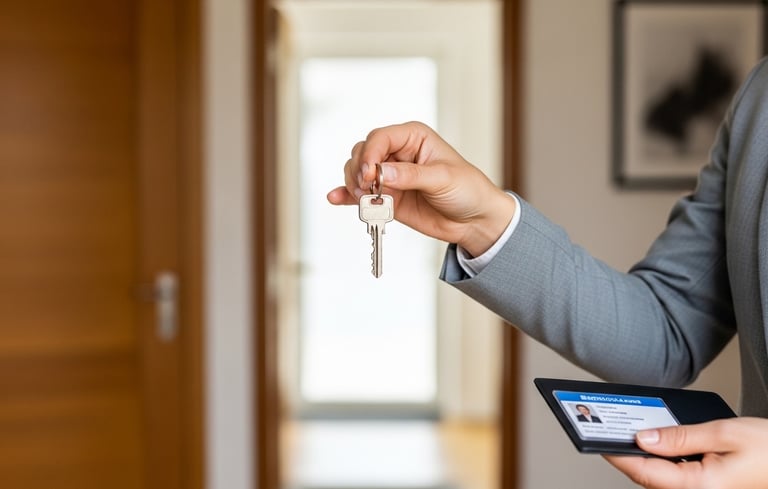 real estate agent holding the keys to a new home