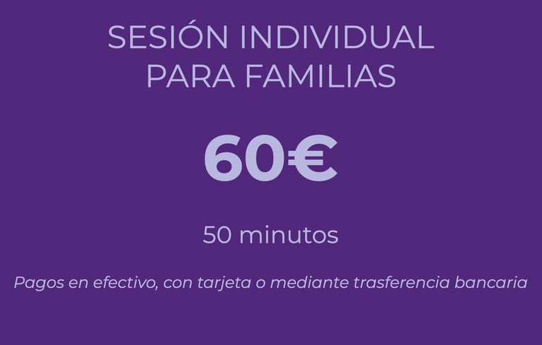 Sesión para familias 60€, 50 minutos
